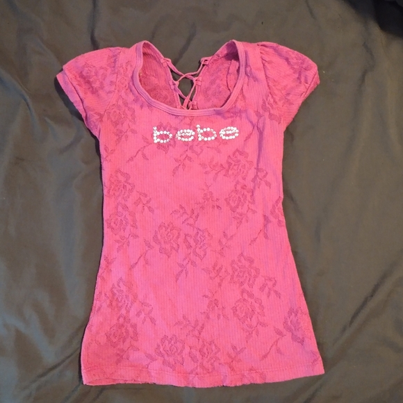 Vintage Bebe Swarovski Crystal Pink top - Picture 5 of 10